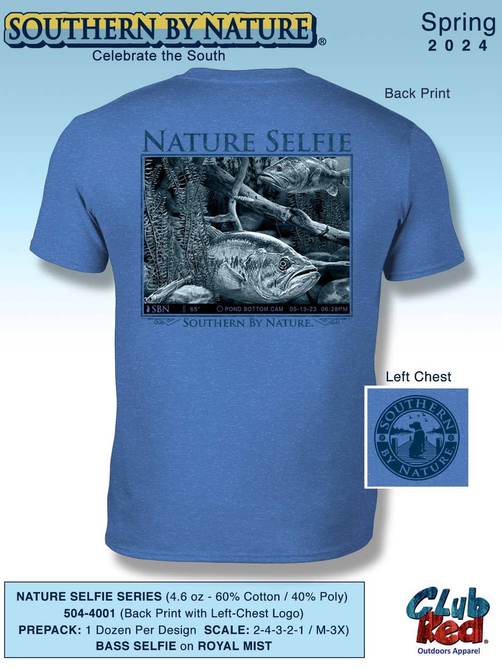 Men's Fishing Tee, Nature, Largemouth-Bass Selfie.