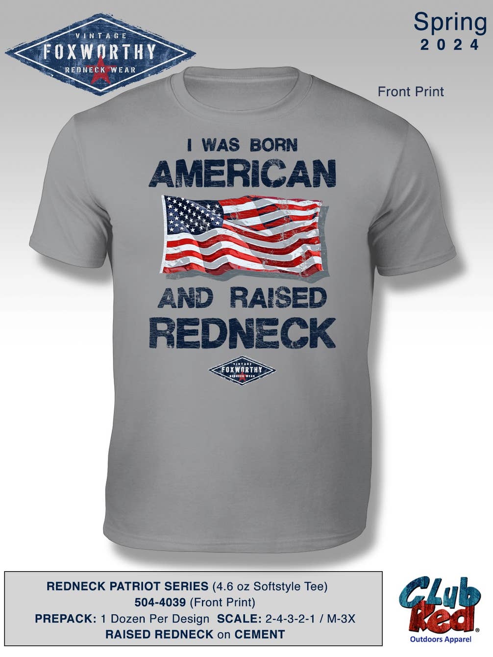 Men's Patriotic Tee, Americana, Foxworthy - Raised Redneck.