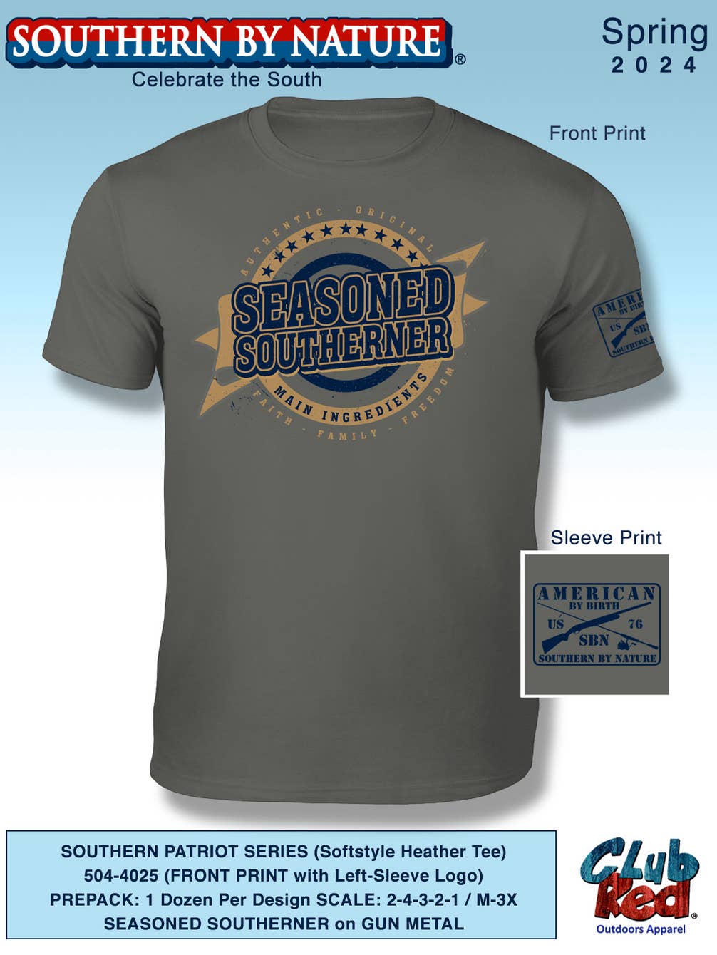 Men's Patriotic Tee, Faith, Seasoned Southerner.