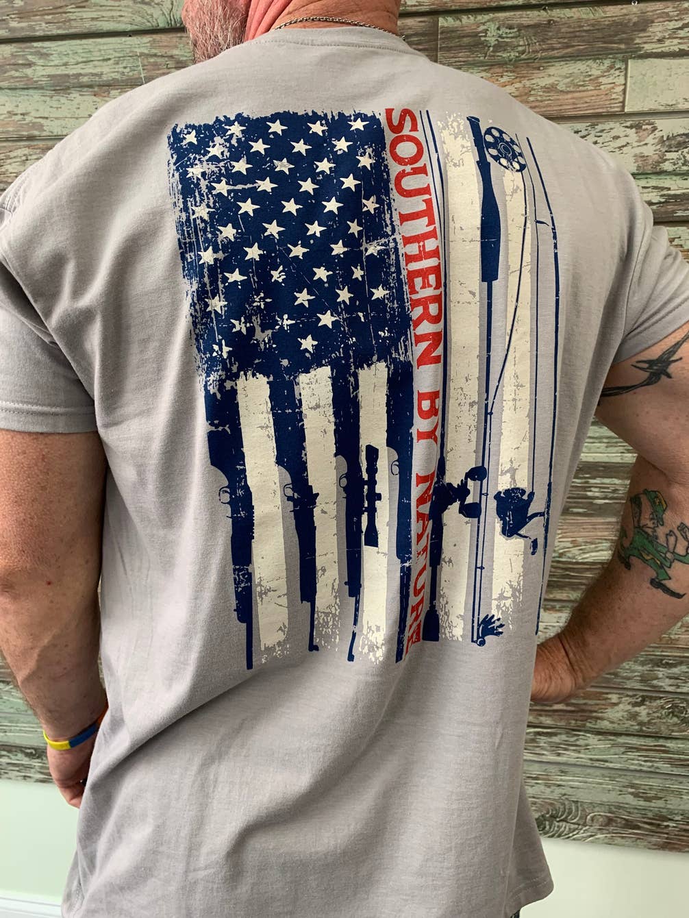 Men's Patriotic Tee, Old Glory, Southern Elements.