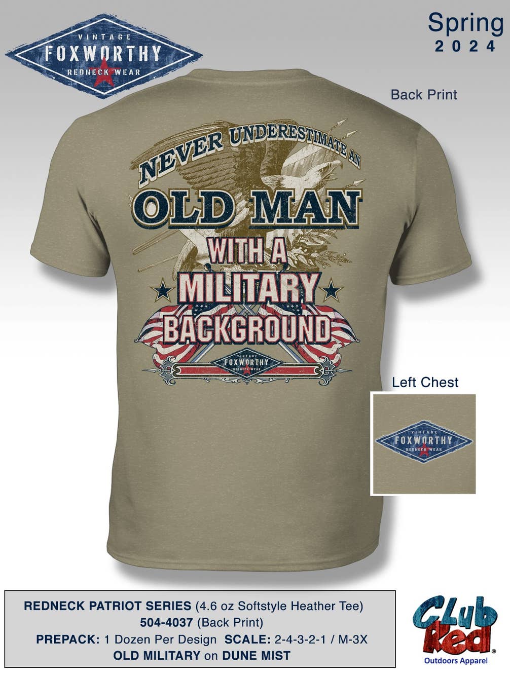 Men's Patriotic Tee, Military, Vintage Foxworthy Old Man.