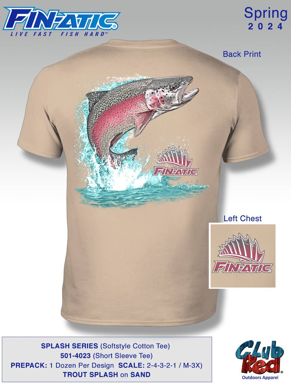 Men's Fishing Tee, Nature, RAINBOW TROUT Splash.