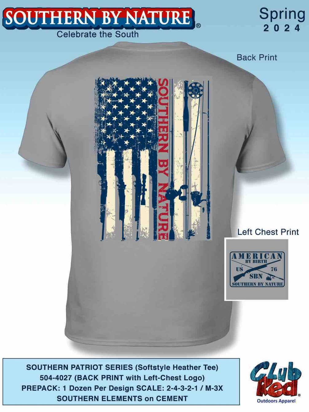 Men's Patriotic Tee, Old Glory, Southern Elements.