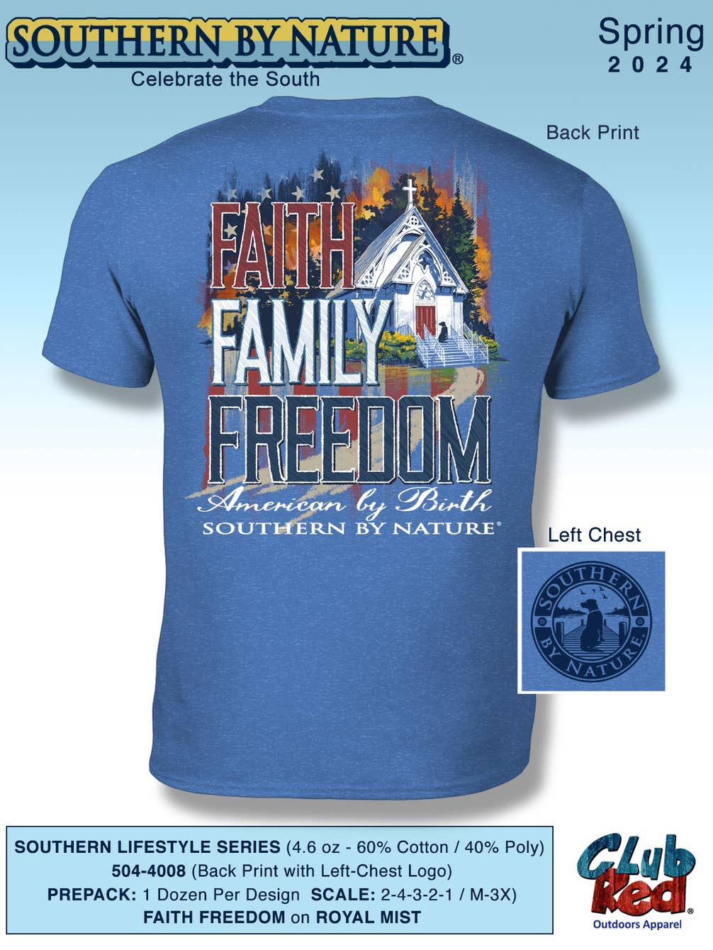 Men's Patriotic Tee, Southern, Faith, Family, Freedom.