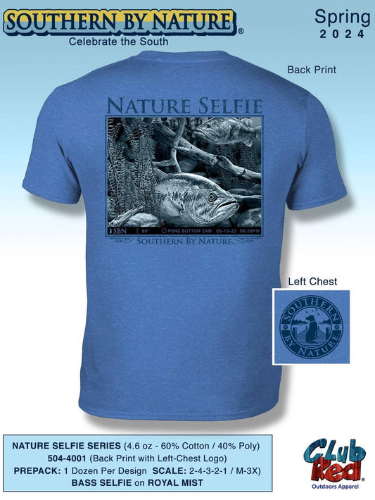 Men's Fishing Tee, Nature,  Largemouth-Bass Selfie.