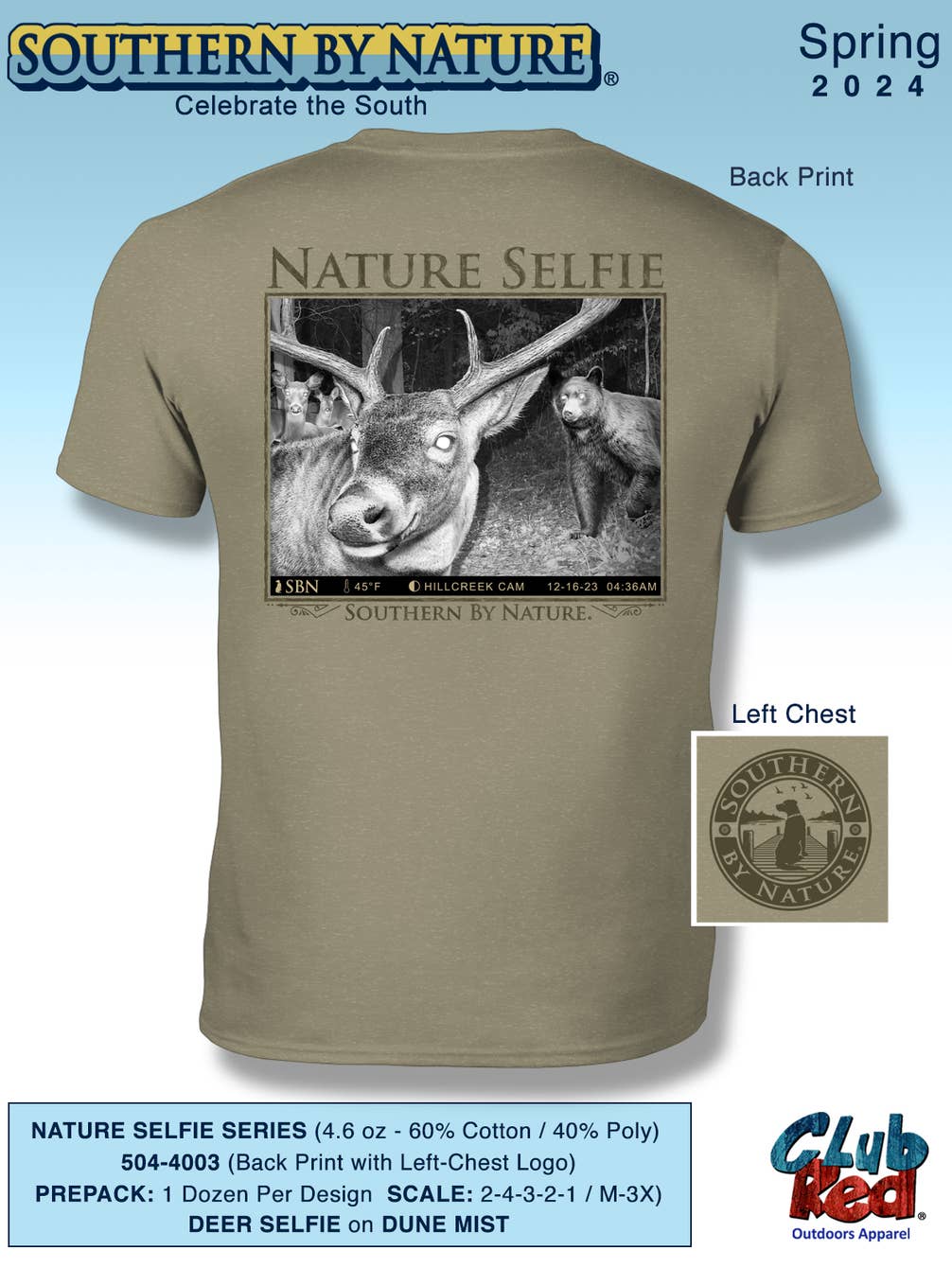 Men's Hunting Tee, Nature,  Trail-cam Deer Selfie.