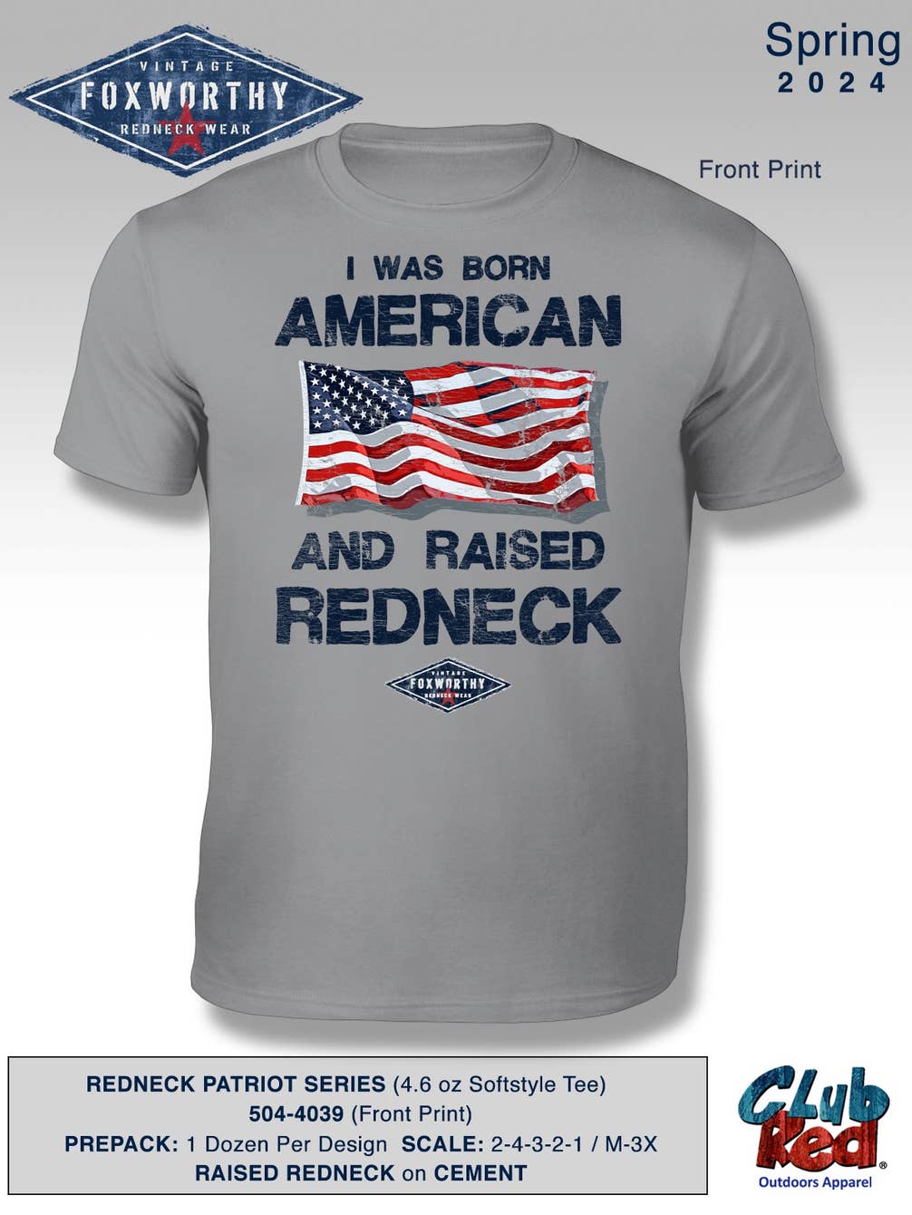 Men's Patriotic Tee, Americana,  Foxworthy - Raised Redneck.